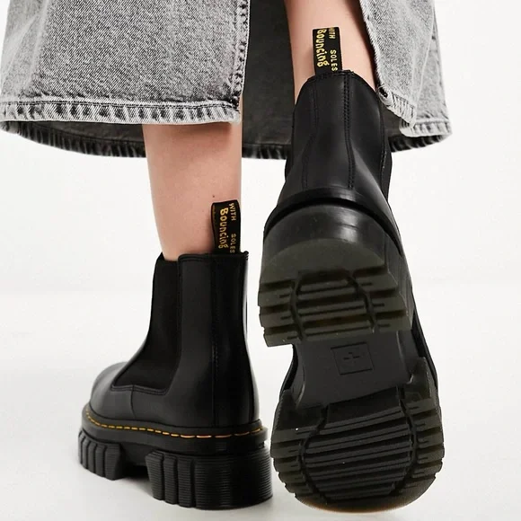 Dr. Martens x Free People Audrick Chelsea Platform 5 Black Smooth Nappa Leather